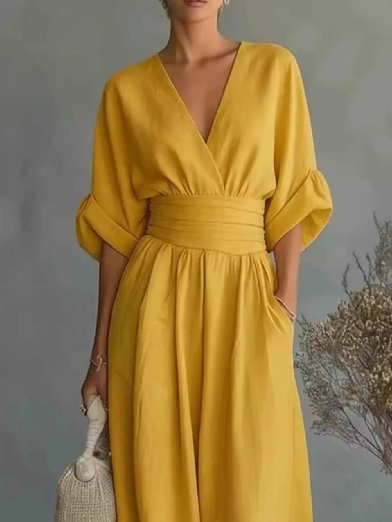 Half Sleeve Wide-Leg Jumpsuit