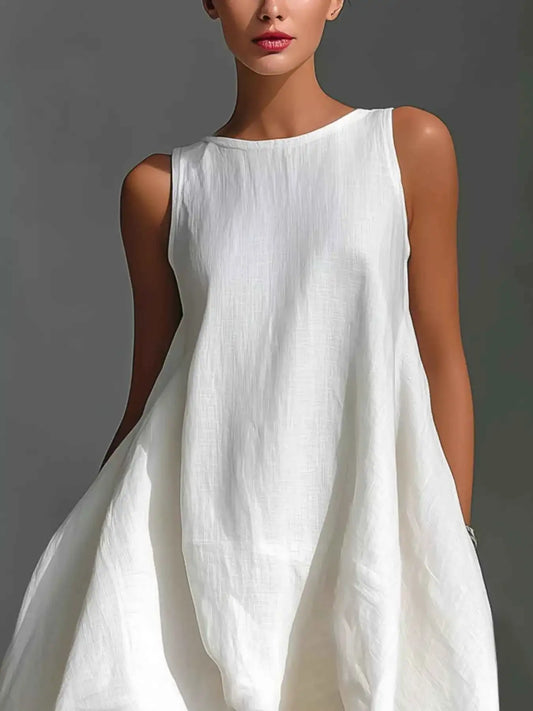 High-Low Round Neck Sleeveless Dress