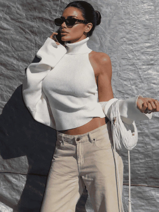 Hollow Out Backless Knit Two-Piece Set - Celina Studio