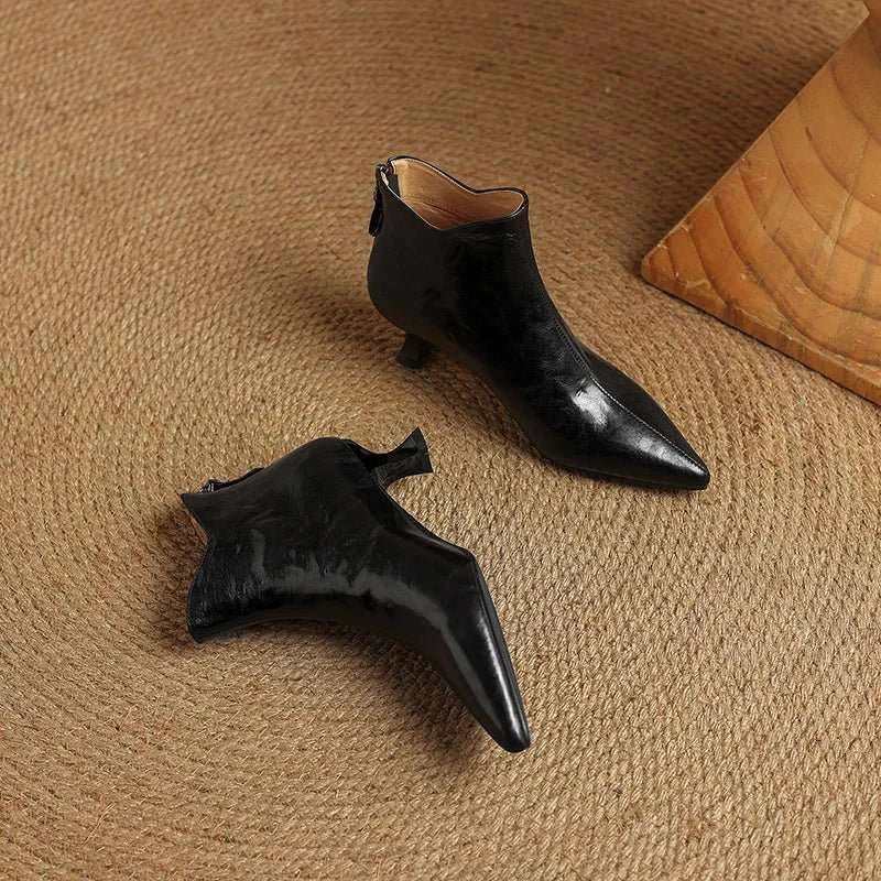 Vintage Pointed Toe Women's Ankle Boots - Celina Studio