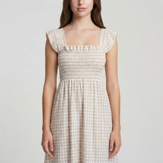 10 Maxi Dress Outfit Ideas for Every Occasion – Plaid Ruffle-Sleeve Maxi Dress | Celina Studio