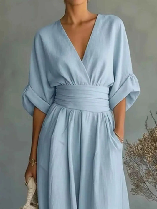 Half Sleeve Wide-Leg Jumpsuit