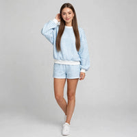 Gingham Sweatshirt and Shorts Set
