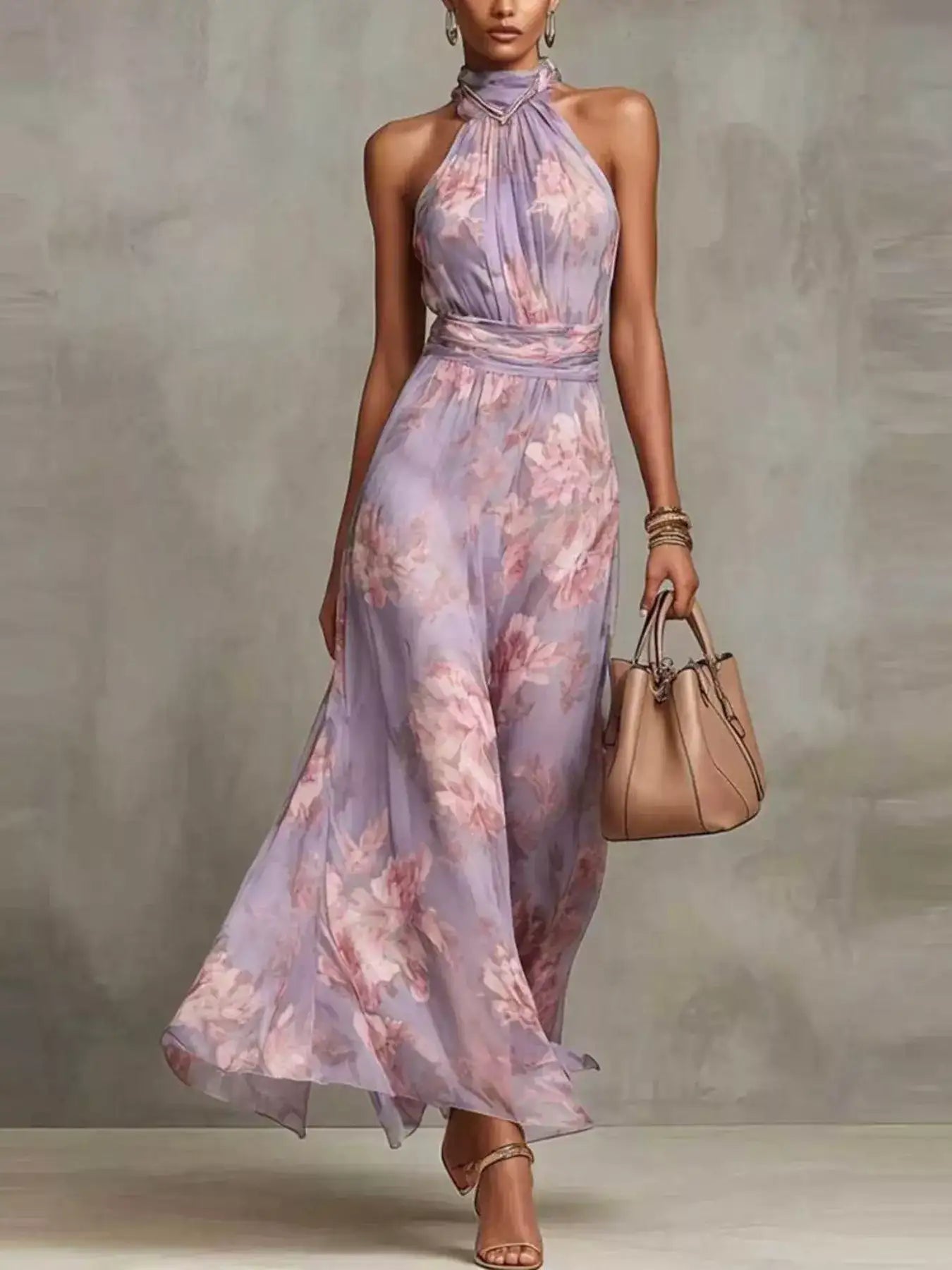 Floral Print Sleeveless Maxi Dress – Color Option 2