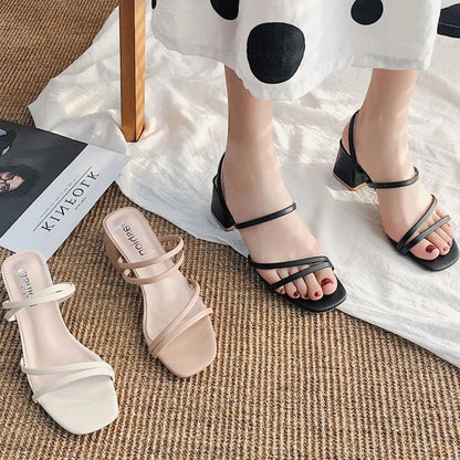 Open-Toe Low Block-Heel Sandals