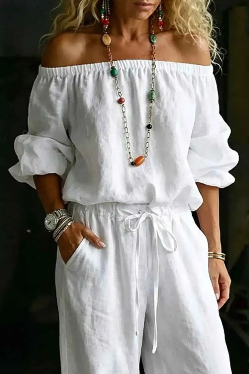 Off-Shoulder Top and Pants Set