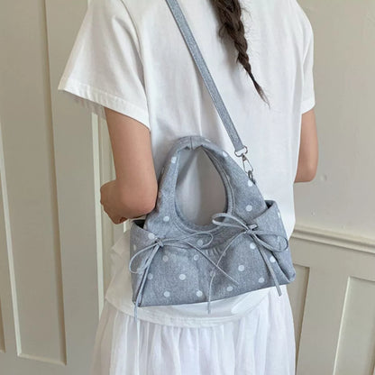 Polka-Dot Bow Handbag – Bow Detail Close-Up | Celina Studio