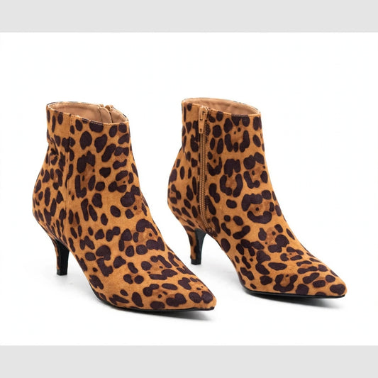 Pointed-Toe Kitten-Heel Boots, front view