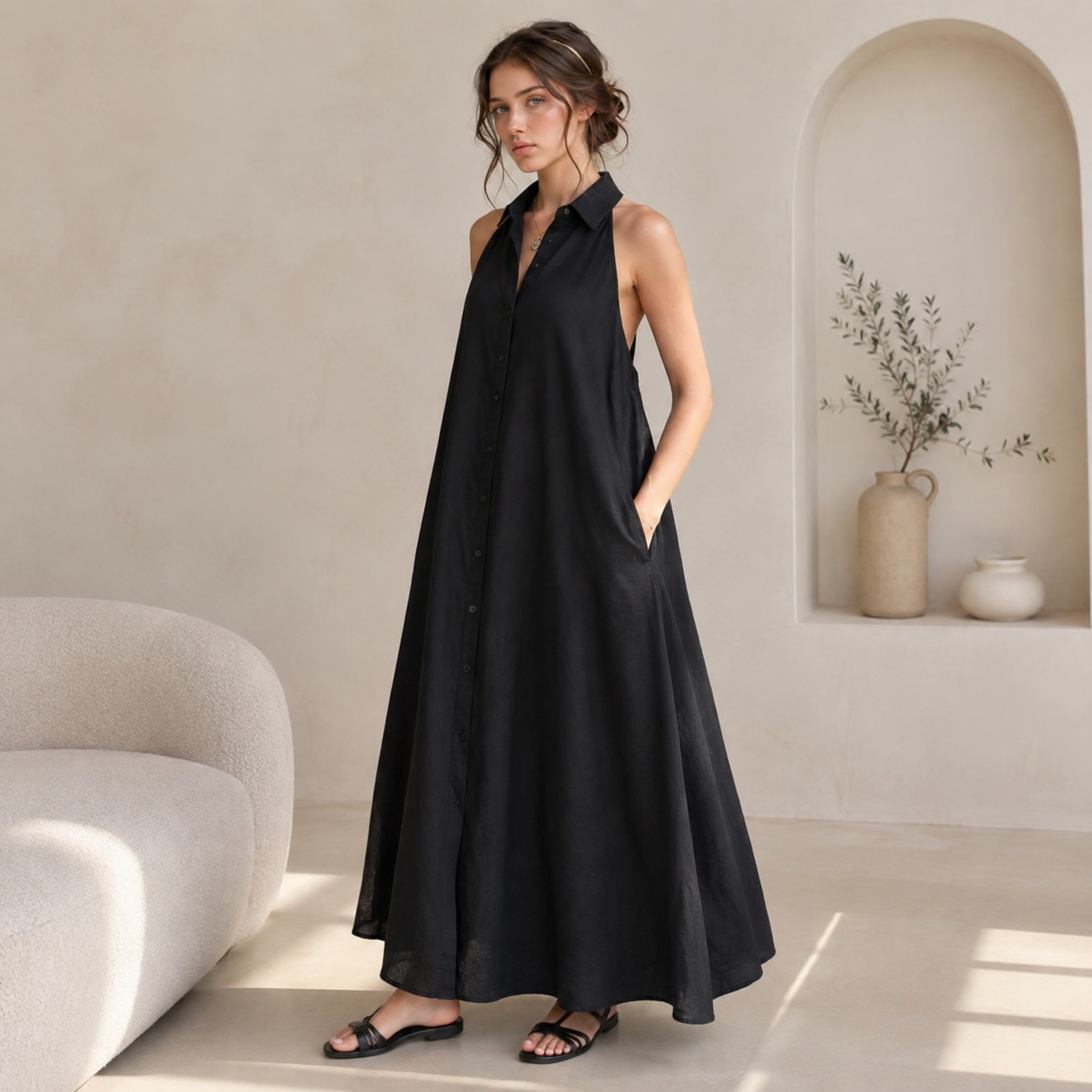 Elegant Halter Neck Maxi Holiday Dress | Formal | Affordable Evening