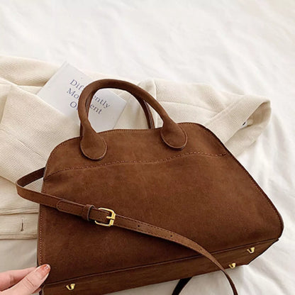 Suede Leather Large Handbag – Product Image | Celina Studio