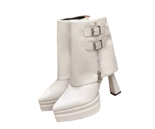 White Point-Toe High-Heel Boots, front view