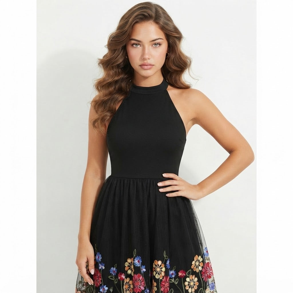 Cutout Grecian Neck Mini Dress – Side View | Celina Studio