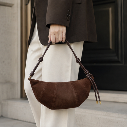 PU Leather Strap Suede Shoulder Bag – Strap Detail | Celina Studio