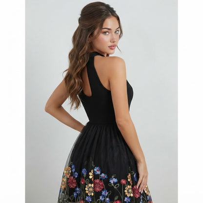 Cutout Grecian Neck Mini Dress – Back View | Celina Studio