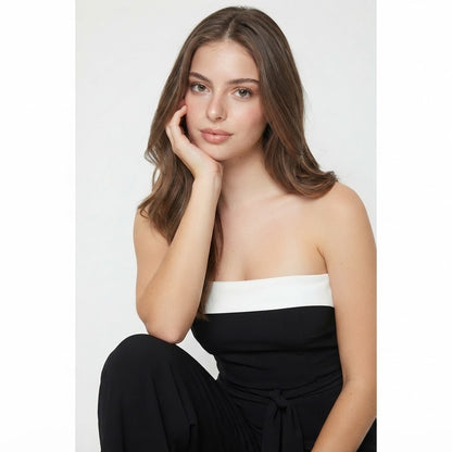 Contrast Tube Wide Leg Jumpsuit – Contrast Detail | Celina Studio