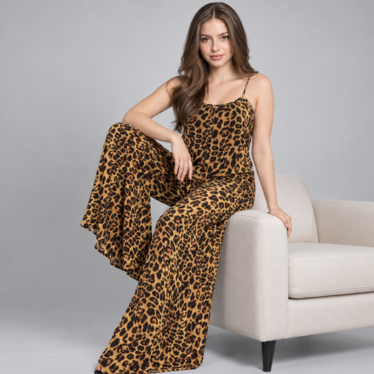 Leopard Wide Leg Jumpsuit, side view