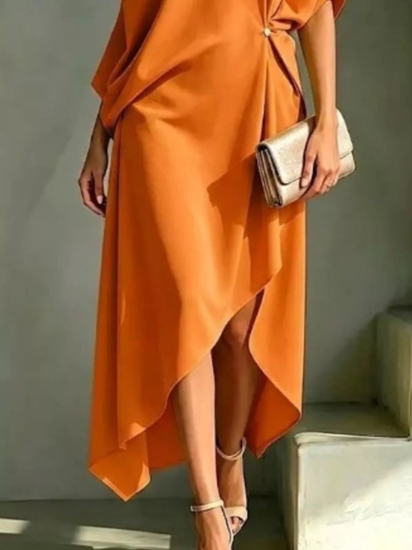 Asymmetrical One-Shoulder Drape Dress Plus Size – Fabric Drape Close-Up