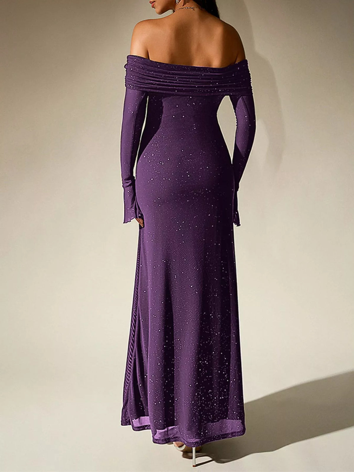 Glitter Off-Shoulder Maxi Dress – Additional Product Image 10 | Celina Studio