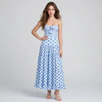Printed One-Piece Swim Skirt Set