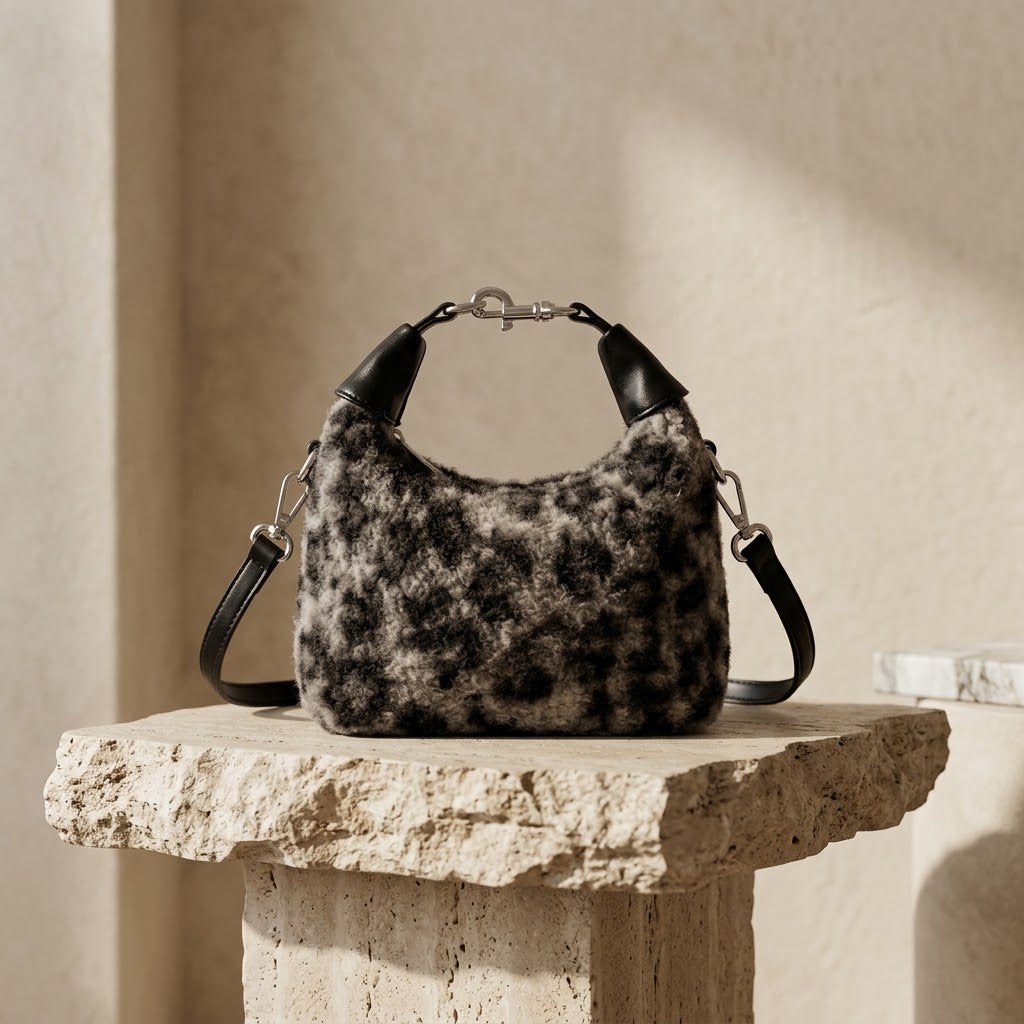 Fuzzy Mini Zip Handbag – Lifestyle Shot