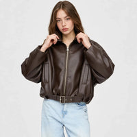 Faux Leather Zip Up Jacket