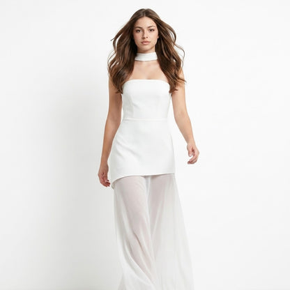 Layered Asymmetrical Tube Maxi Dress – Front View | Celina Studio
