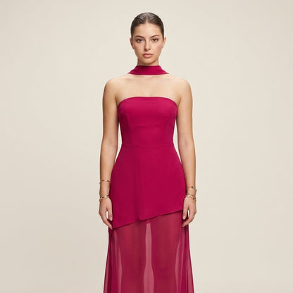 Layered Asymmetrical Tube Maxi Dress – Additional Product Image | Celina Studio