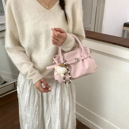 Pink Medium PU Leather Handbag – Color Option 1