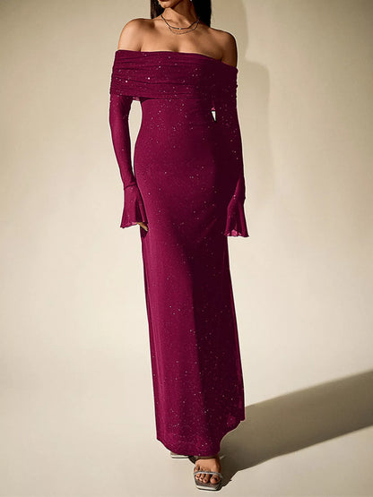 Glitter Off-Shoulder Maxi Dress – Additional Product Image 13 | Celina Studio