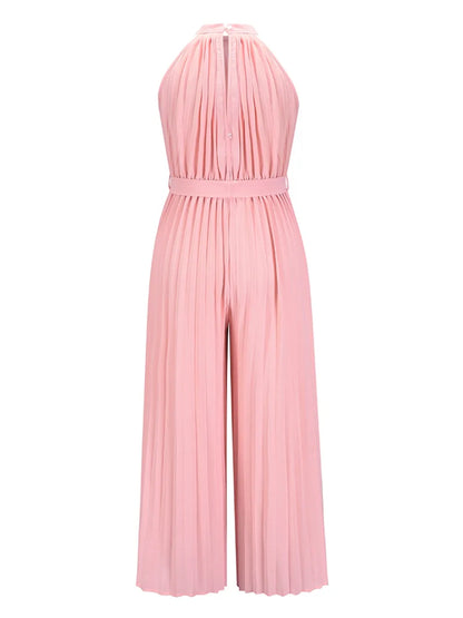 Cutout Tied Pleated Sleeveless Jumpsuit – Color Option | Celina Studio