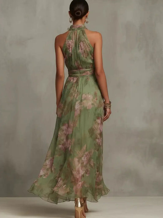 Floral Print Sleeveless Maxi Dress – Side View