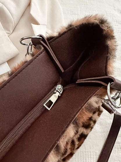 Faux Fur Leopard Shoulder Bag – Leopard Print Detail | Celina Studio