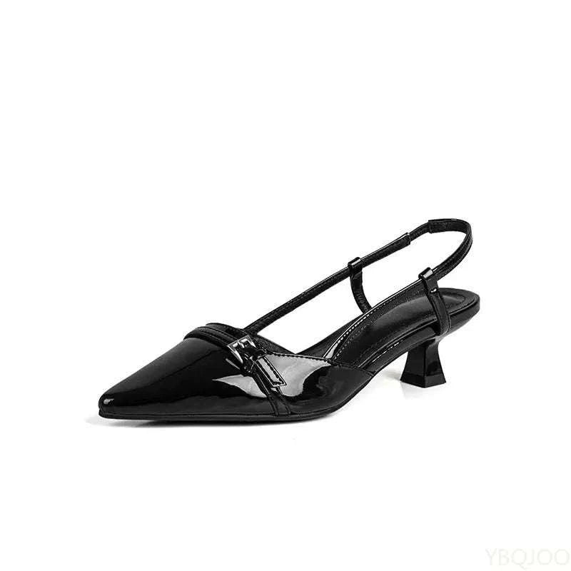 2026 Summer Fashion New Fairy Style Low Heeled Women's Sandals with Pointed Retro Versatile Thin Heeled Rear Air Sandals - Celina Studio
