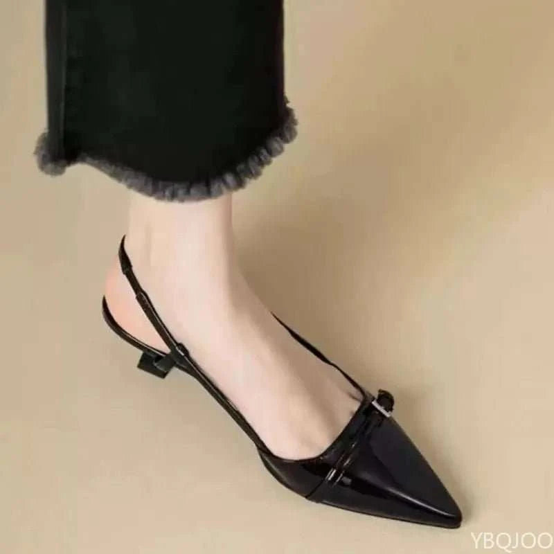 2026 Summer Fashion New Fairy Style Low Heeled Women's Sandals with Pointed Retro Versatile Thin Heeled Rear Air Sandals - Celina Studio