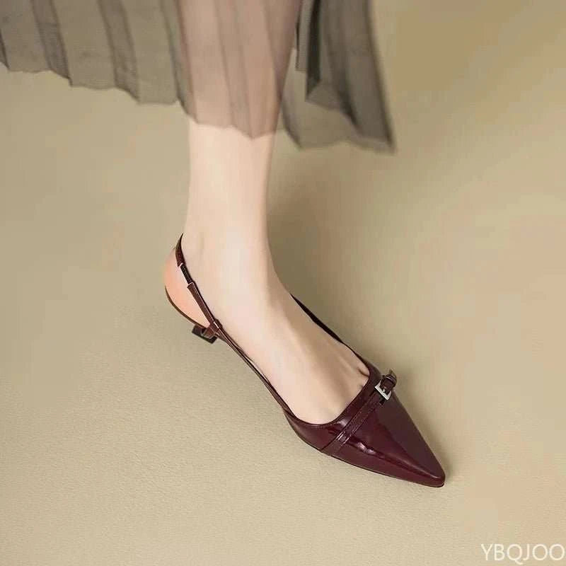 2026 Summer Fashion New Fairy Style Low Heeled Women's Sandals with Pointed Retro Versatile Thin Heeled Rear Air Sandals - Celina Studio