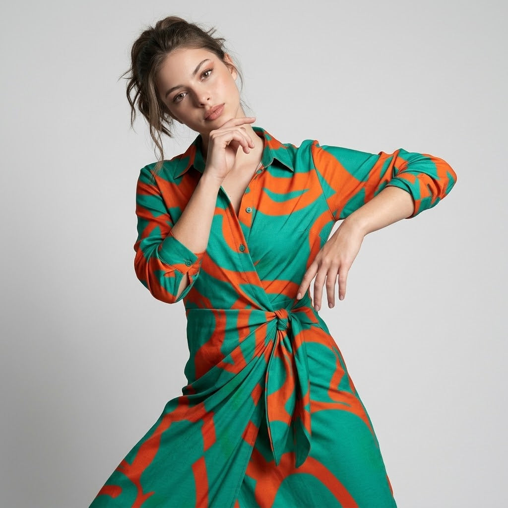 Printed Collared Shirt Dress – Color Option | Celina Studio