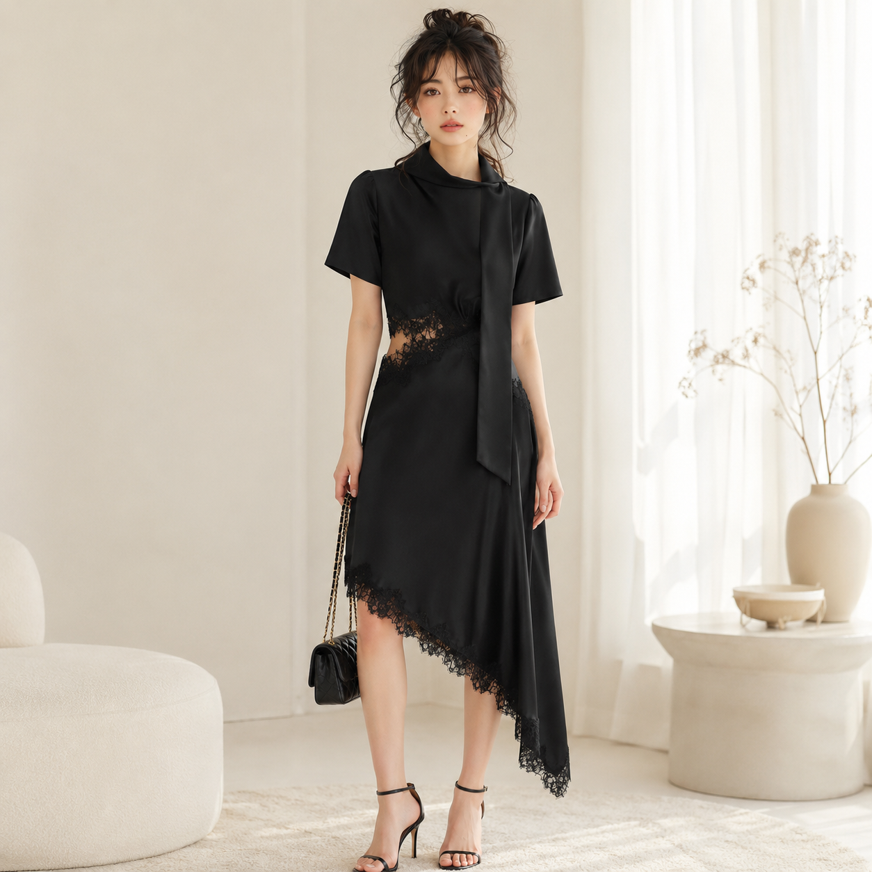 Trendy Asymmetrical Scarf Collar Mini | Fashion Forward | Affordable