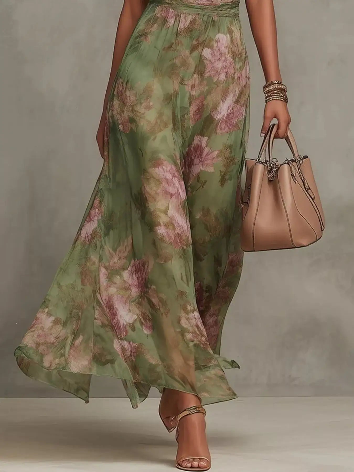 Floral Print Sleeveless Maxi Dress – Floral Print Detail