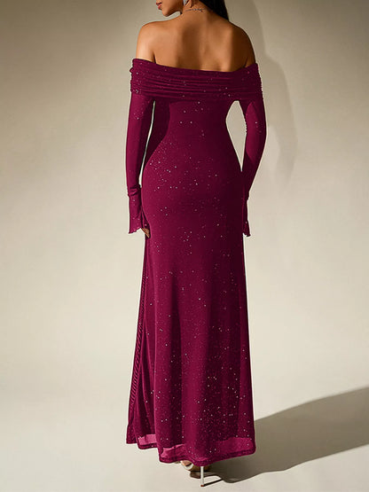 Glitter Off-Shoulder Maxi Dress – Additional Product Image 17 | Celina Studio