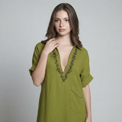 Embroidered Bohemian Maxi Dress – Side View | Celina Studio