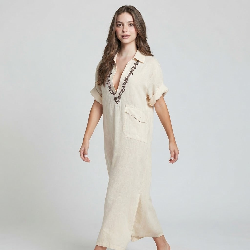 Embroidered Bohemian Maxi Dress – Back View