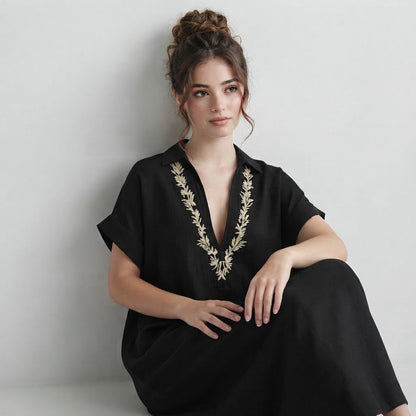 Embroidered Bohemian Maxi Dress – Embroidery Close-Up Detail | Celina Studio