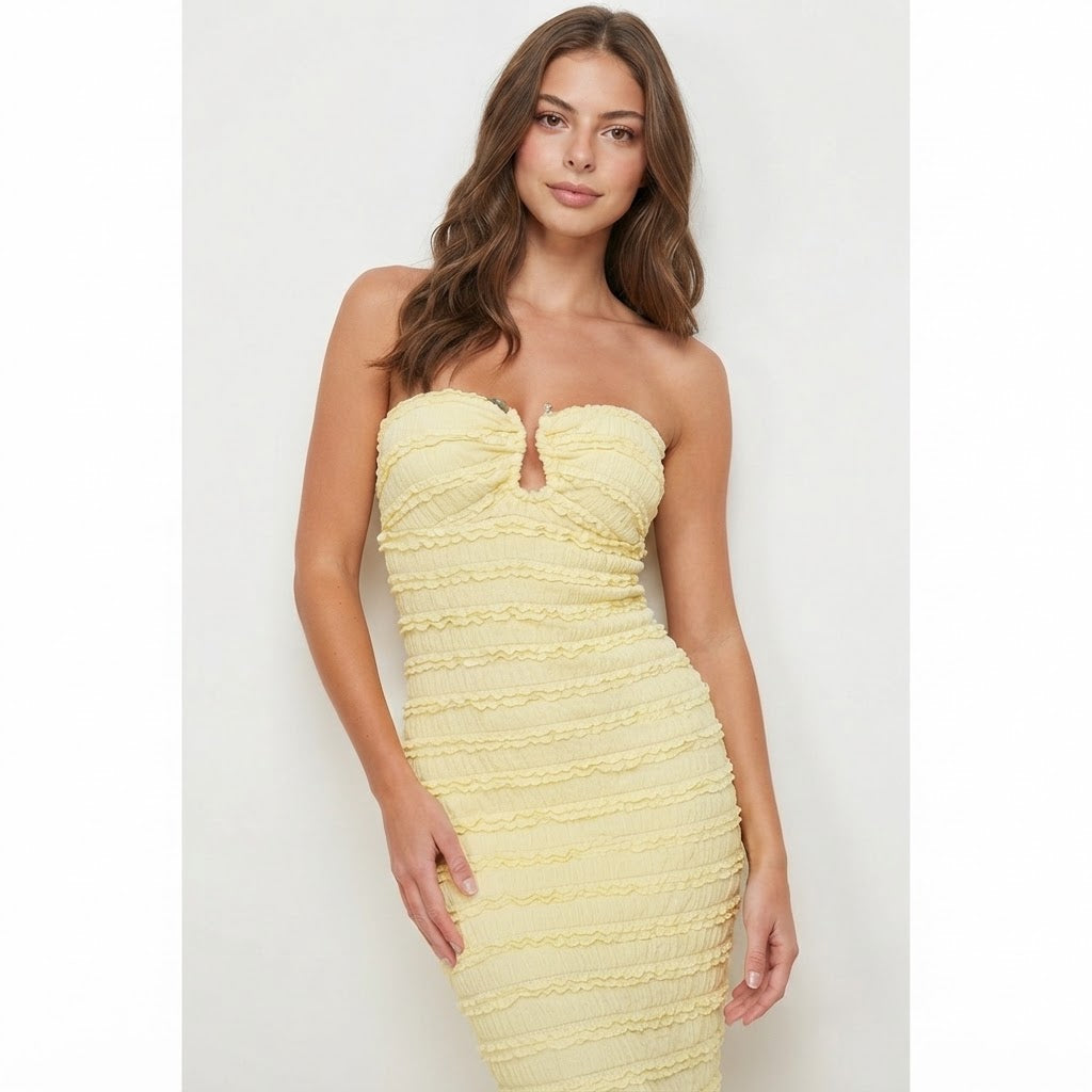 Sweetheart-Neck Tube Maxi Dress – Fabric Detail | Celina Studio