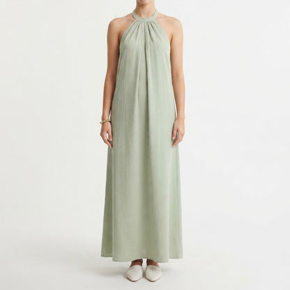 Ruched Halter-Neck Maxi Dress – Product Image | Celina Studio