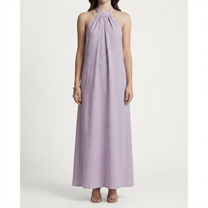 Ruched Halter-Neck Maxi Dress – Product Image | Celina Studio