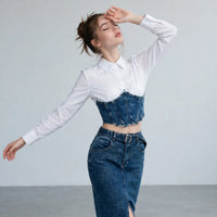 Denim Top and Skirt Set