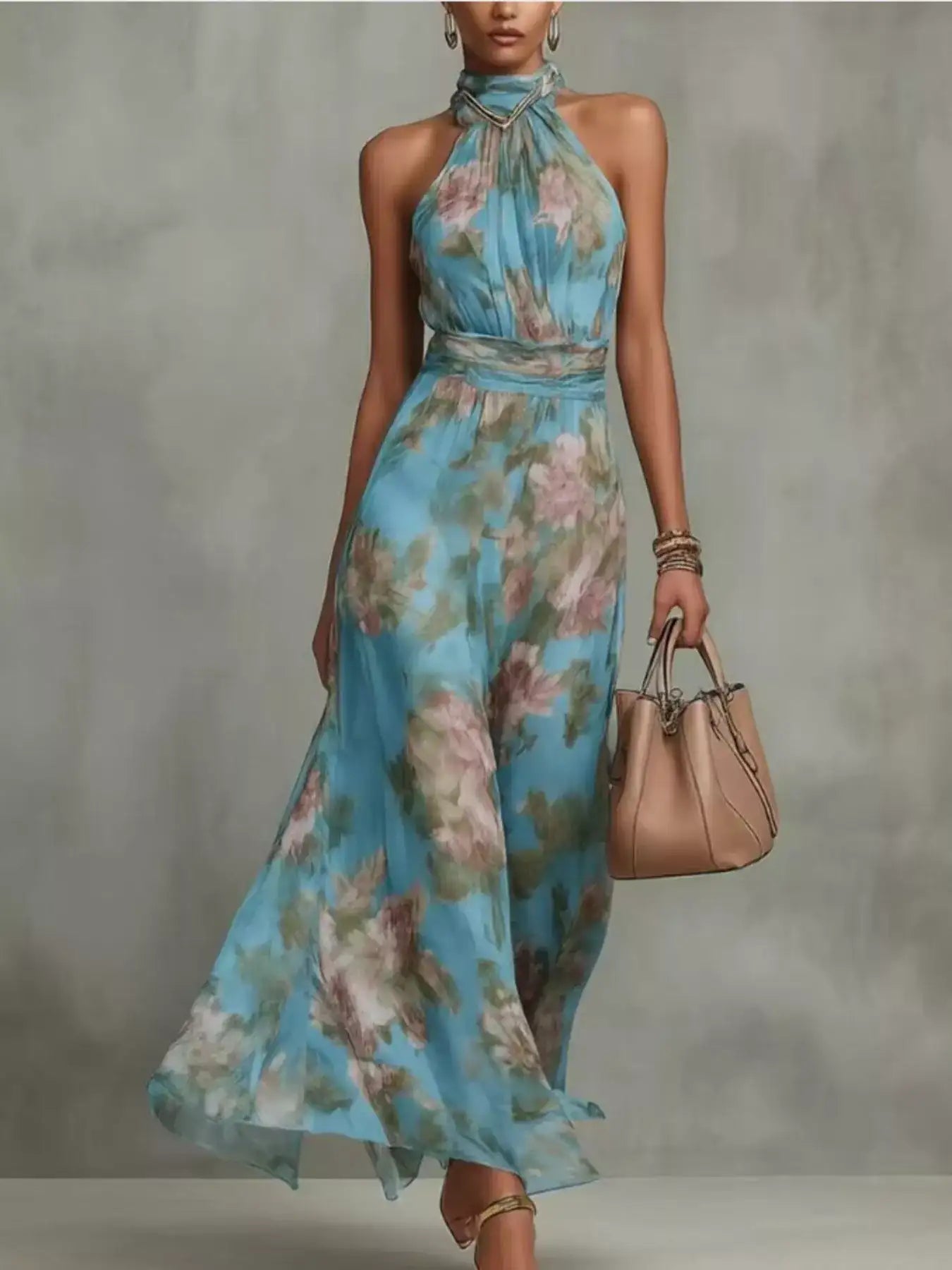 Floral Print Sleeveless Maxi Dress – Color Option 3