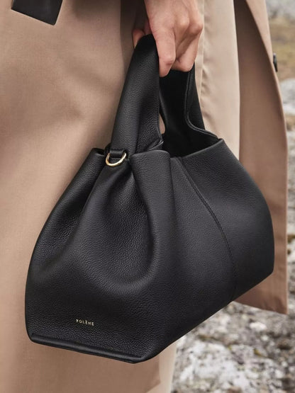 Ruched PU Leather Crossbody Bag – Ruched Detail Close-Up | Celina Studio