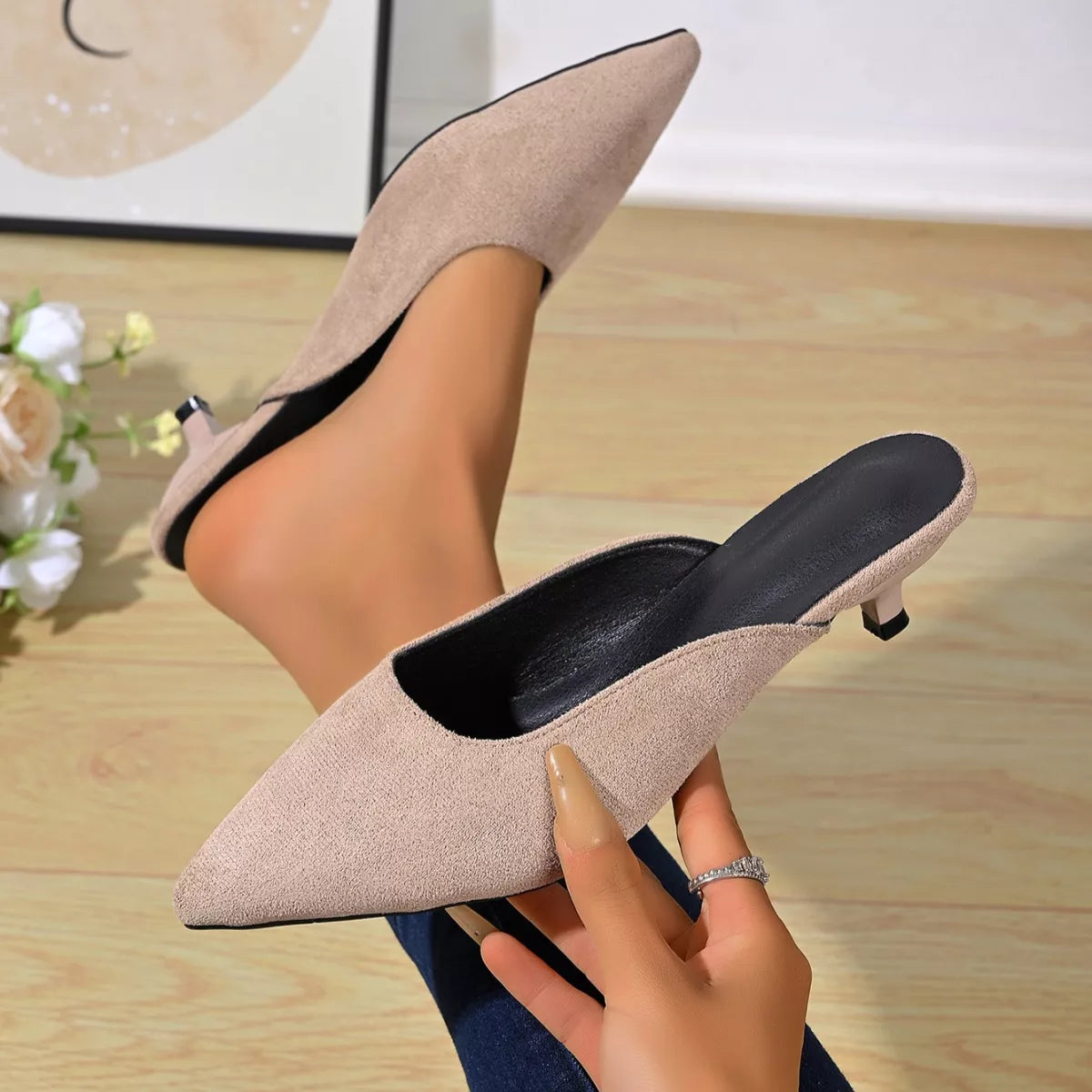 Point-Toe Kitten-Heel Pumps – Color Option | Celina Studio