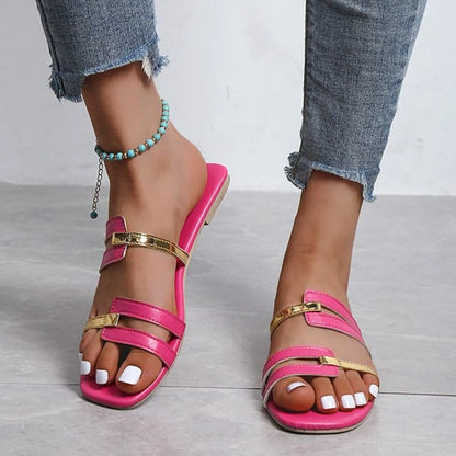 Open Toe Flat Sandals – Back View | Celina Studio